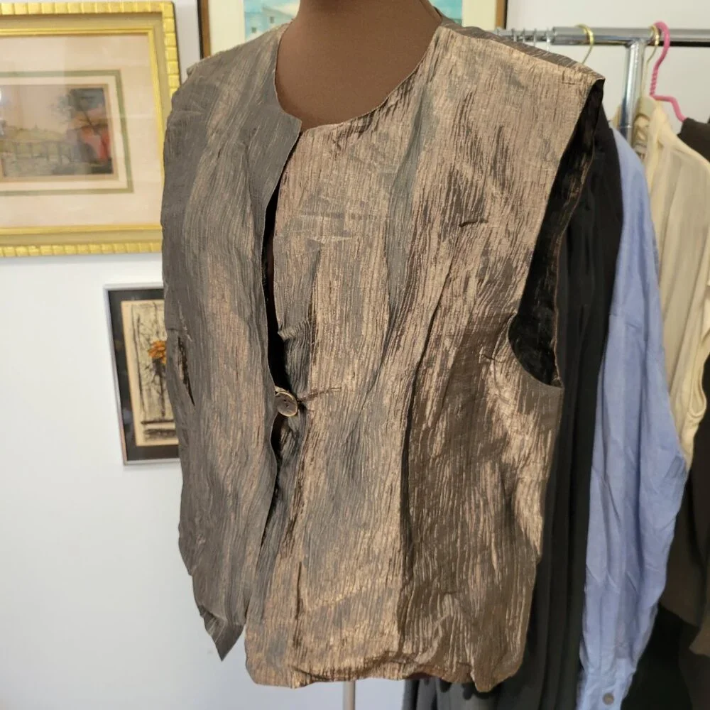 Susan Kirscher Designer Copper Metallic Vest Size Large - Picture 3 of 7